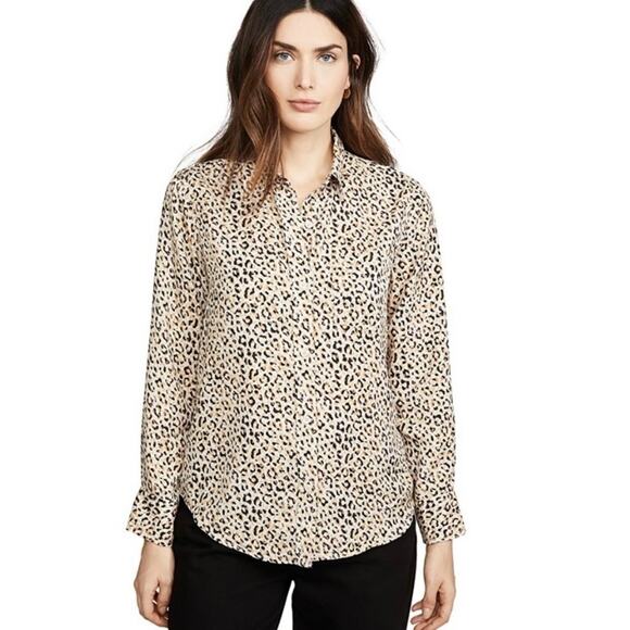 Current/Elliott Gold Leopard Print Derby Button-Up Shirt - Picture 4 of 10